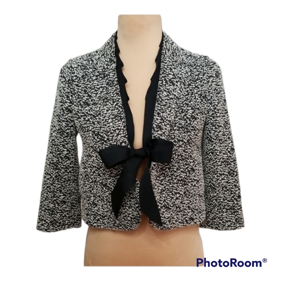 Ann Taylor Jackets & Blazers - SOLD Ann Taylor Black/whited Textured Cropped blazer, 4 Petite